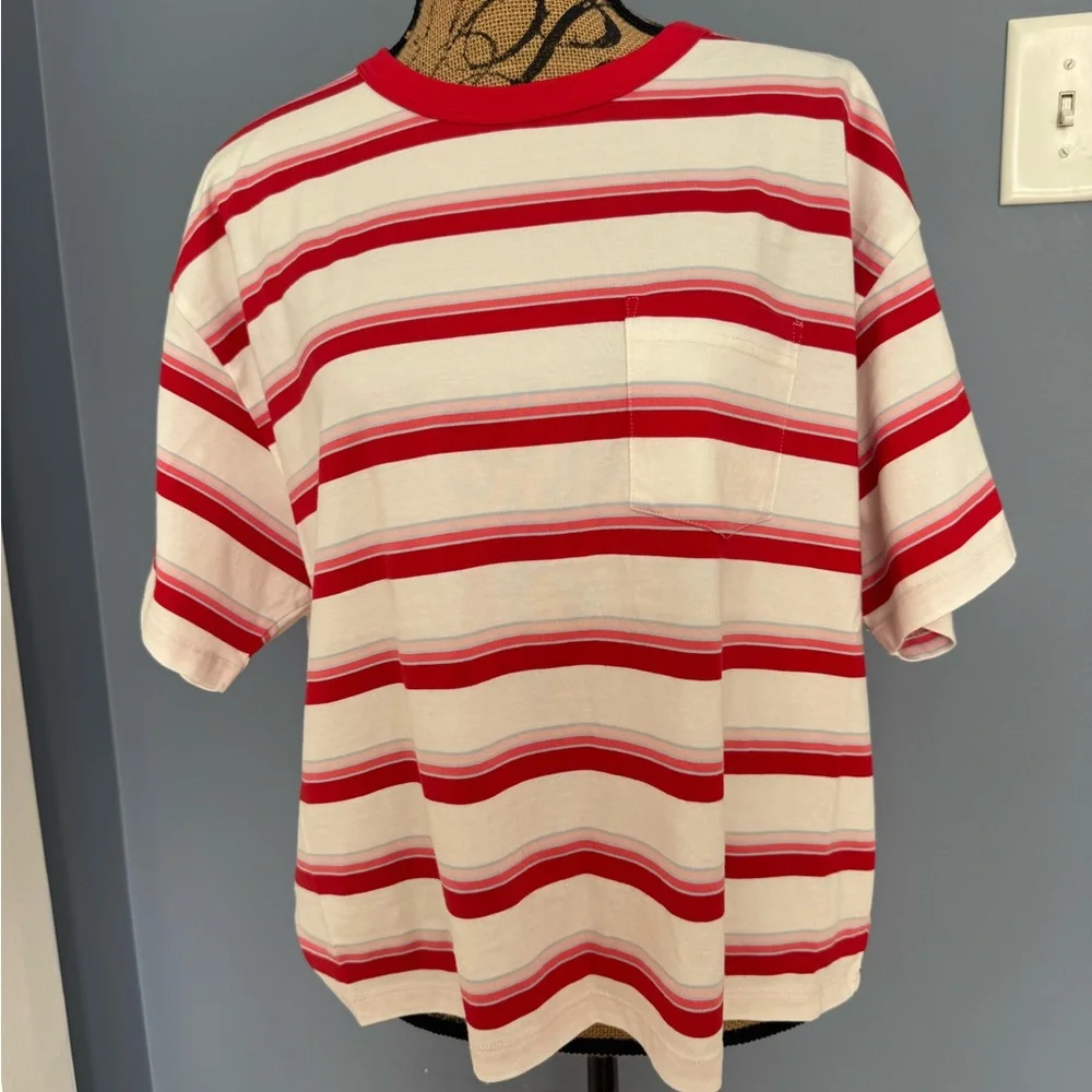 XiRENA Vibrant Red and White Striped Shirt - Picture 2 of 6